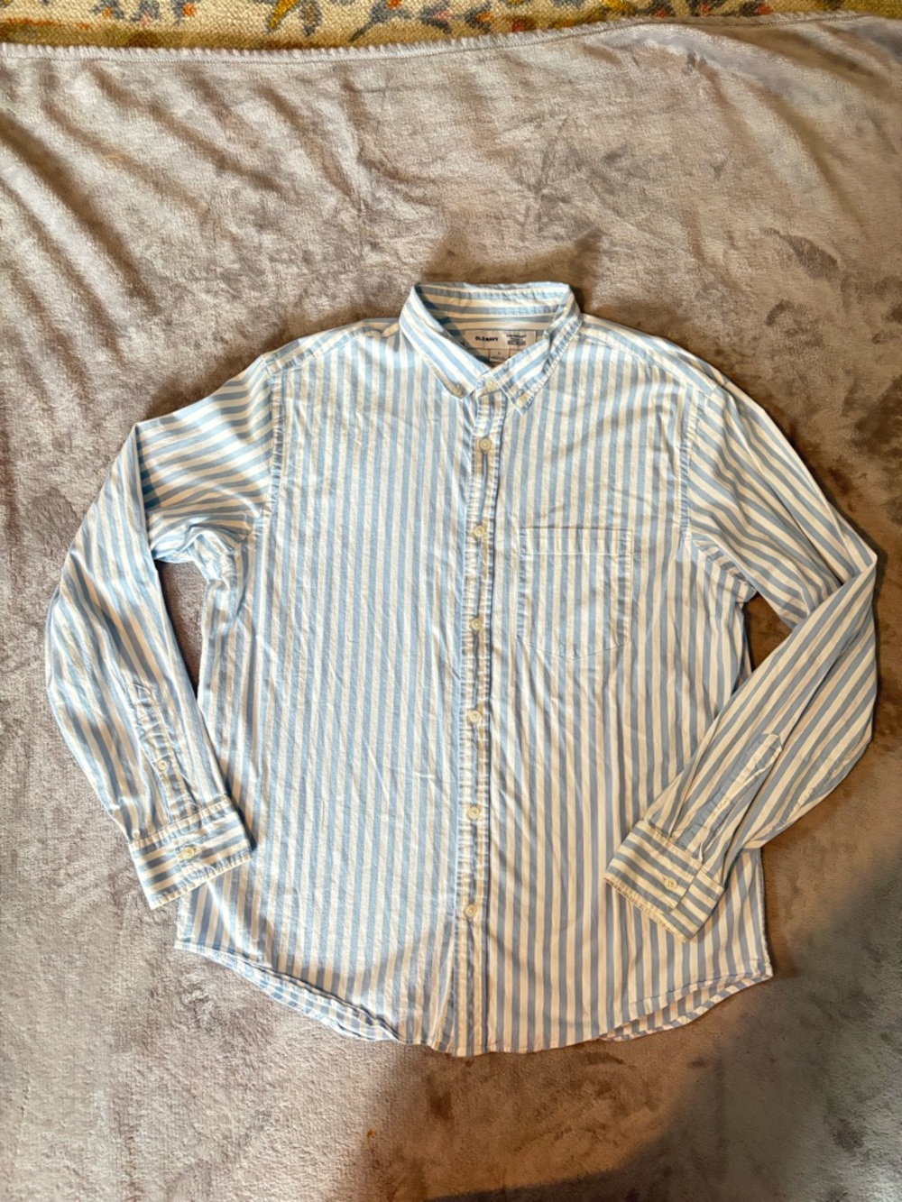 Old Navy Light Blue and White Striped Button-Down Shirt